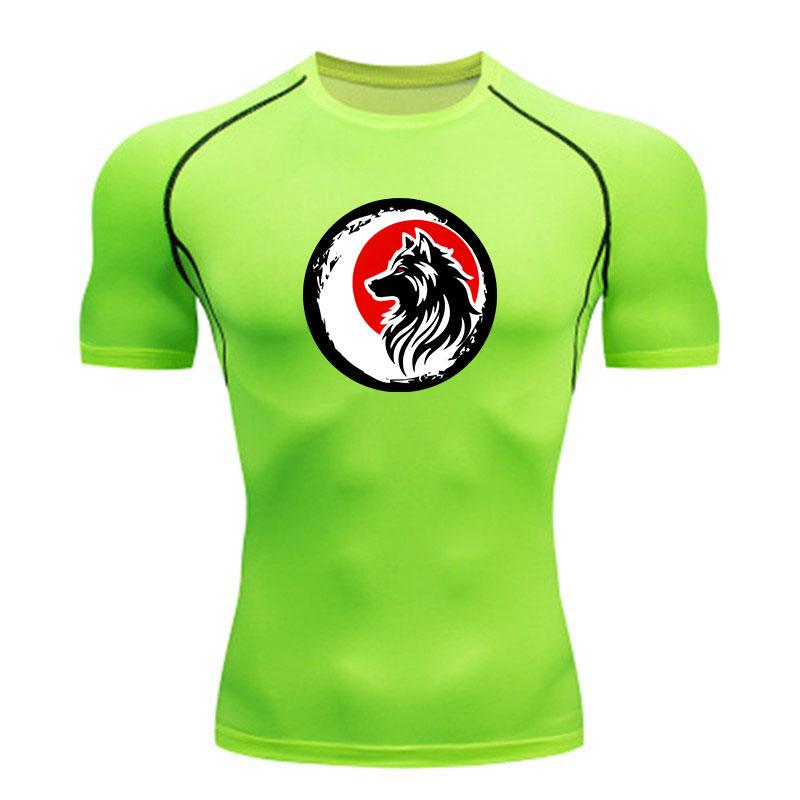 Men's Quick Dry Compression Workout T-Shirt, Athletic Wolf P