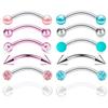 6PCS Stainless Steel Crystal Eyebrow Piercing Set 16G CZ Curved Barbell Helix Daith Piercing Lot Tongue Piercing Snake Eyes Bulk