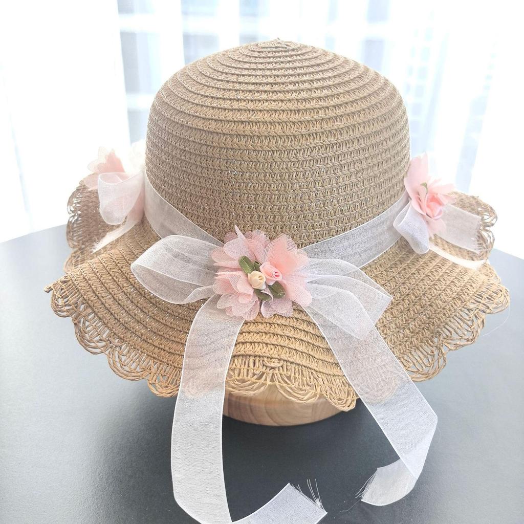 Hübscher Hirtinnen-Strohhut für Mädchen - Sommer-Sonnenschutz für Kinder