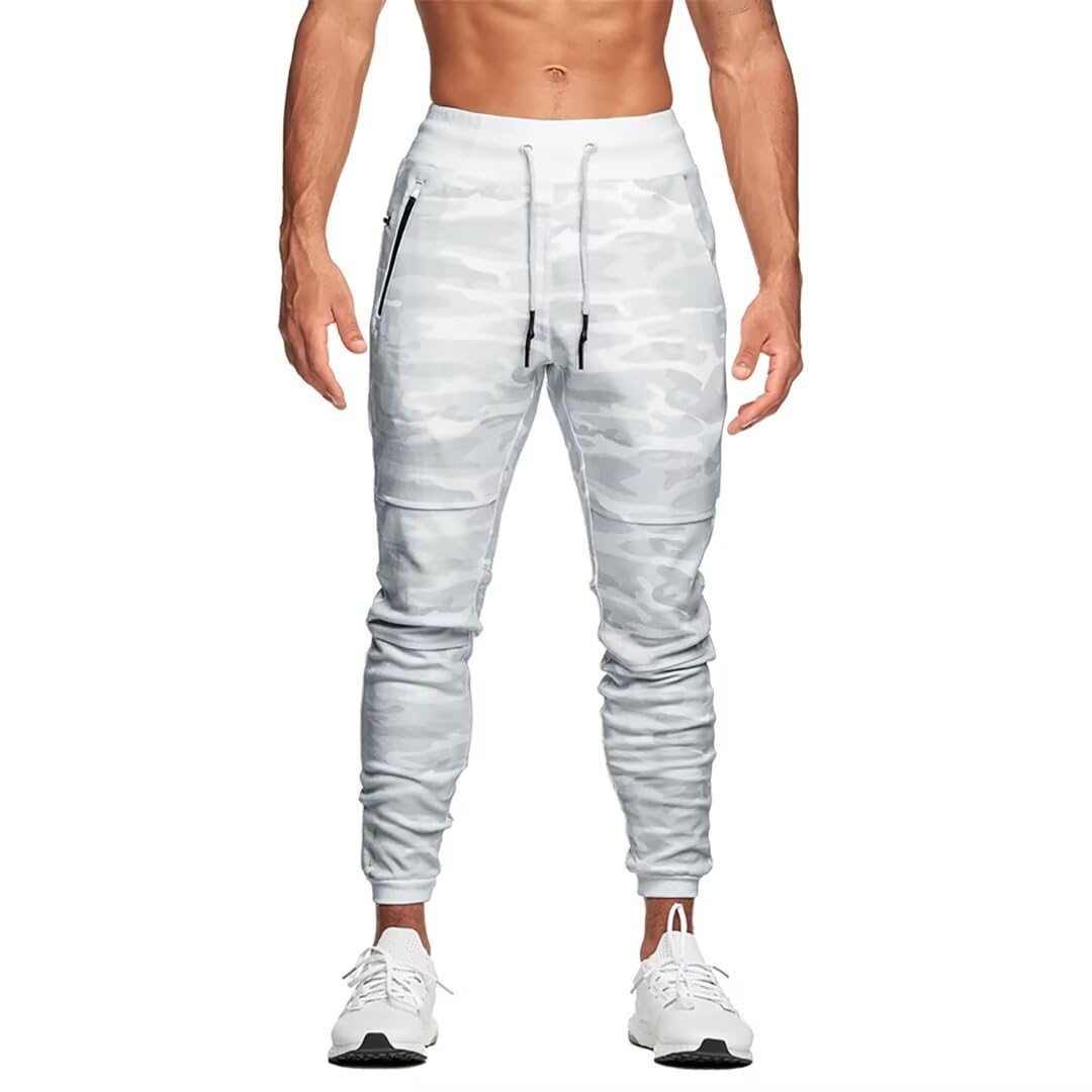 

Mechieng Men s Camouflage Jogger Pants, Training Wear, Sweatpants, Strength Training, Fitness Pants, Gym Wear, White Camouflage, Size M