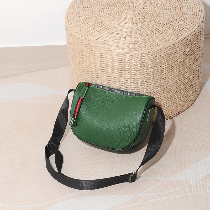 Rindsleder Tasche Damenmode Breiter Schultergurt Damen Tasche Einfache Schulter Umhängetasche Große Kapazität Tasche