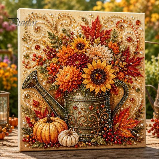 Thanksgiving Home Decor Autumn Faux Pearl Painting Kit, Fall Theme Art DIY Kit for Festive Seasonal Craft Kits Adults, Fox Pumpkin 3D Set Decor,