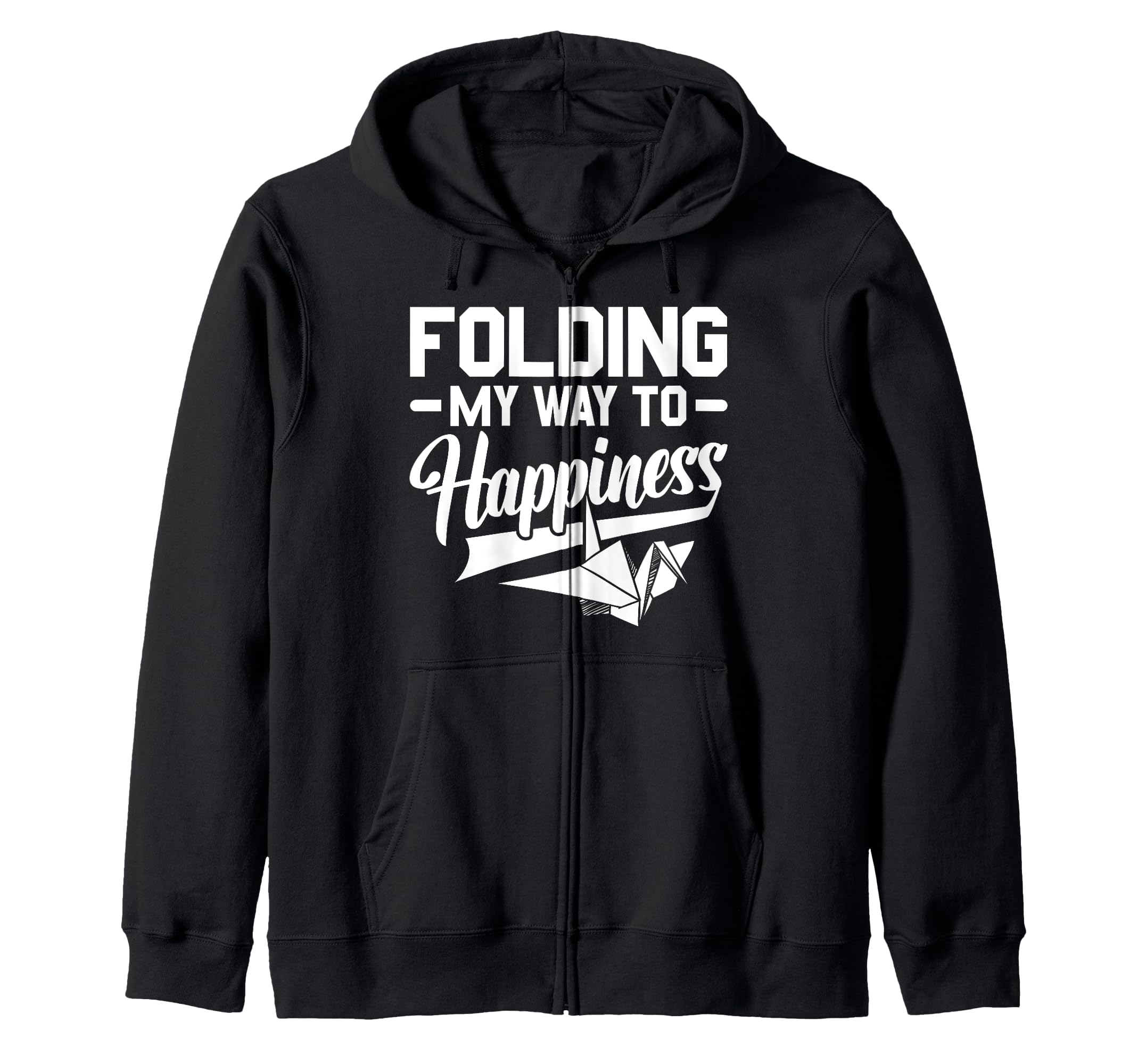 Fold Your Way to Happiness Origami Zip Hoodie - чёрный