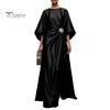 Alltags lässiges Kleid Damen Satin Fledermausärmel Maxikleid, Strassakzent Rundhals Polyester Abendparty A-Linie Formell Hochzeitsgast