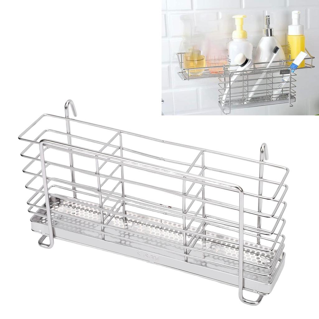 Abtropfgestell für Küchenutensilien mit Haken 3 Fächer 304 Edelstahl Abtropfkorb für Essstäbchen Gabeln