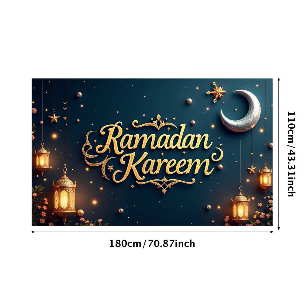 Ramadan Kareem Banner Mosque Lanterns Festive Welcome Backdrop Ramadan Mubarak Party Home Decor Photography Props Background