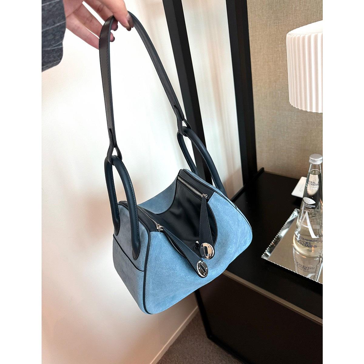 

Докторская сумка, высококачественная ретро-сумка синего цвета Lindy Bag, 26 см, верхний слой из коровьей кожи, одно плечо, сумка через подмышку, большая вместимость, дорожная сумка 26x13x19cm синий