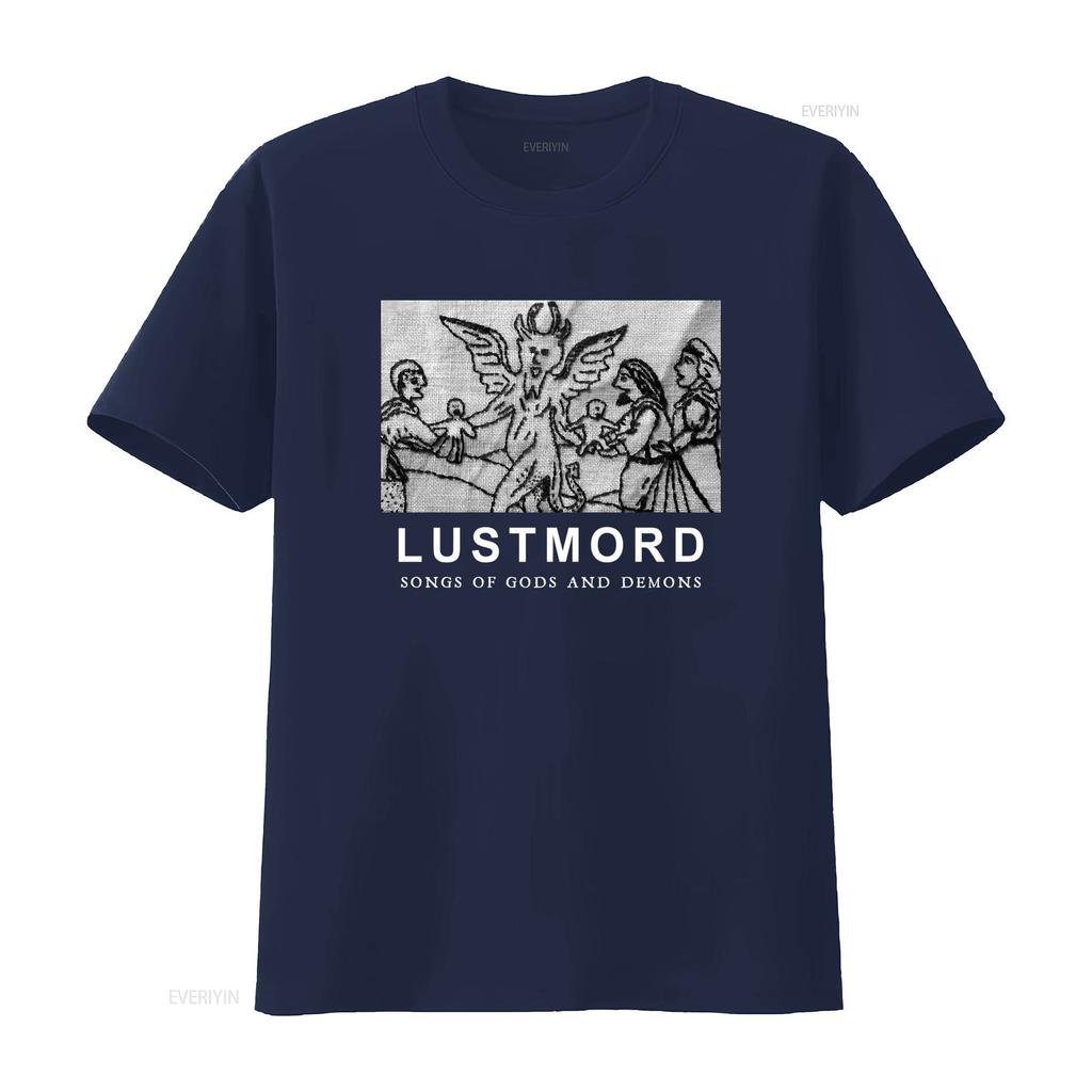 LUSTMORD T Shirt Songs Of Gods And Demons Print vintage Washed Stretched Versatile Unisex Casual Top For Everyday Wear