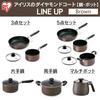 Iris Ohyama Gas med Diamant Lätt att Rengöra Brun Gryta, 26cm, Eld/IH Kompatibel, Lock, Belagd, Långvarig, Non-Stick, DIS-P26