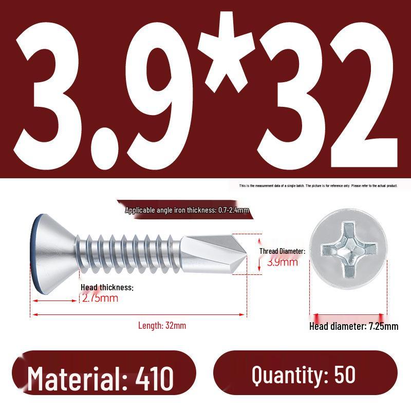 Phillips Flat Head Blue Zinc Plated Stainless Steel Self-Drilling & Self-Tapping Screws M3.9-M5.5