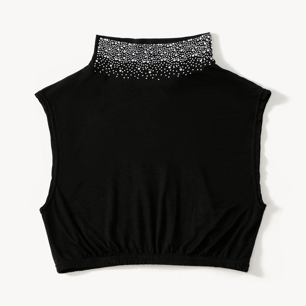 New Premium Modal Cotton False Collar with Rhinestone Detachable Islamic Turtleneck Collar Muslim Women Ramadan Eid Collar