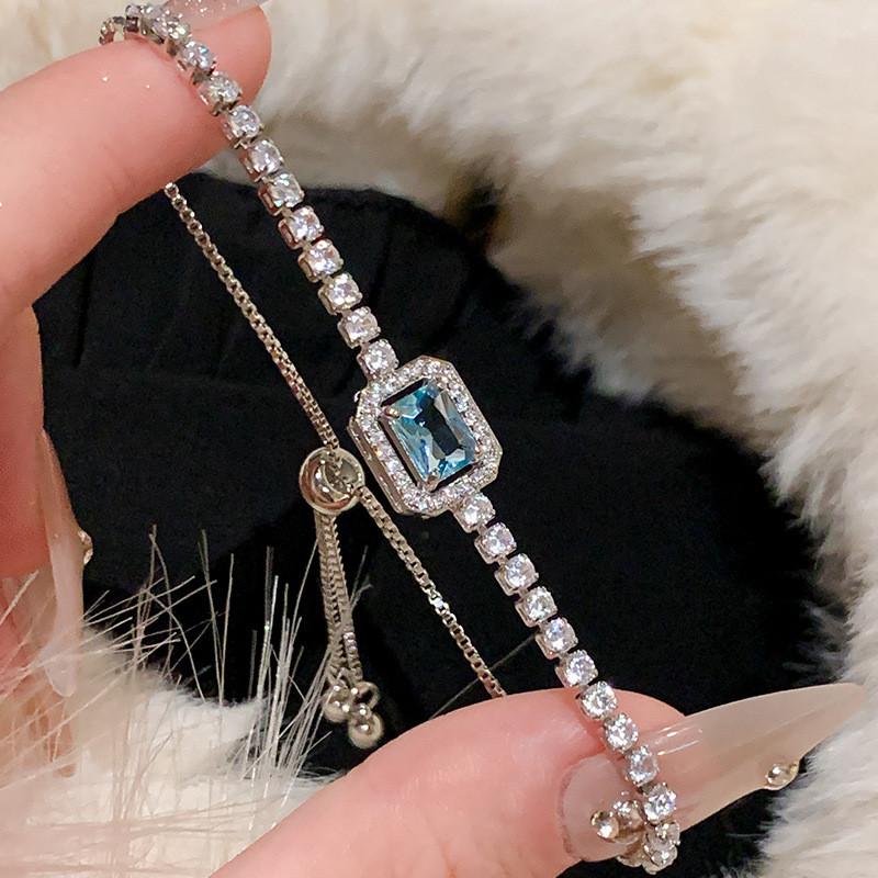 Geometric Zircon Square Adjustable Bracelet For Womens Fashion And Giftgiving