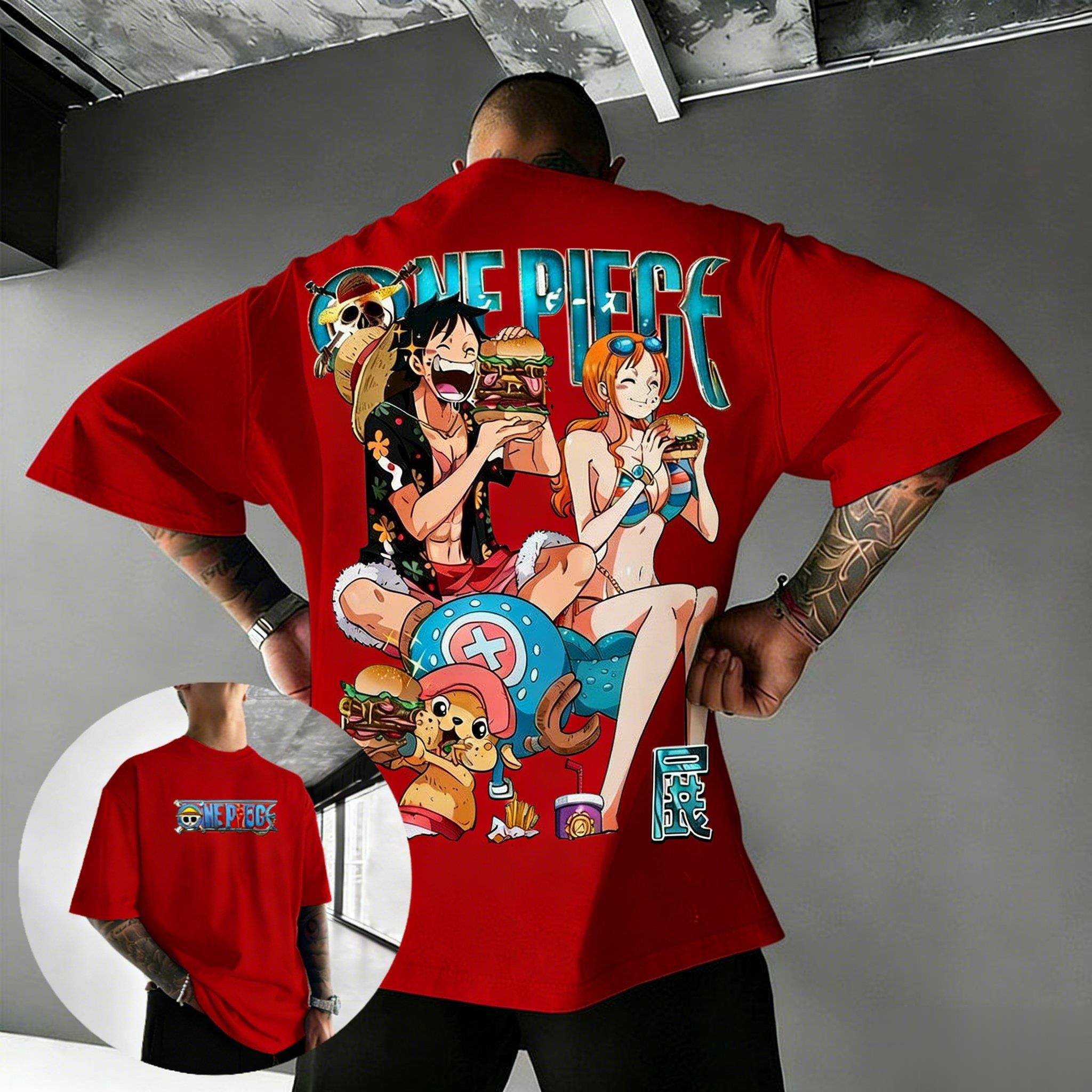 

Футболка с принтом аниме One Piece для мужчин и женщин, Луффи, Нами, хлопковая, с коротким рукавом, мультяшный принт, уличная одежда, повседневный топ, лето 2026, Y2k S