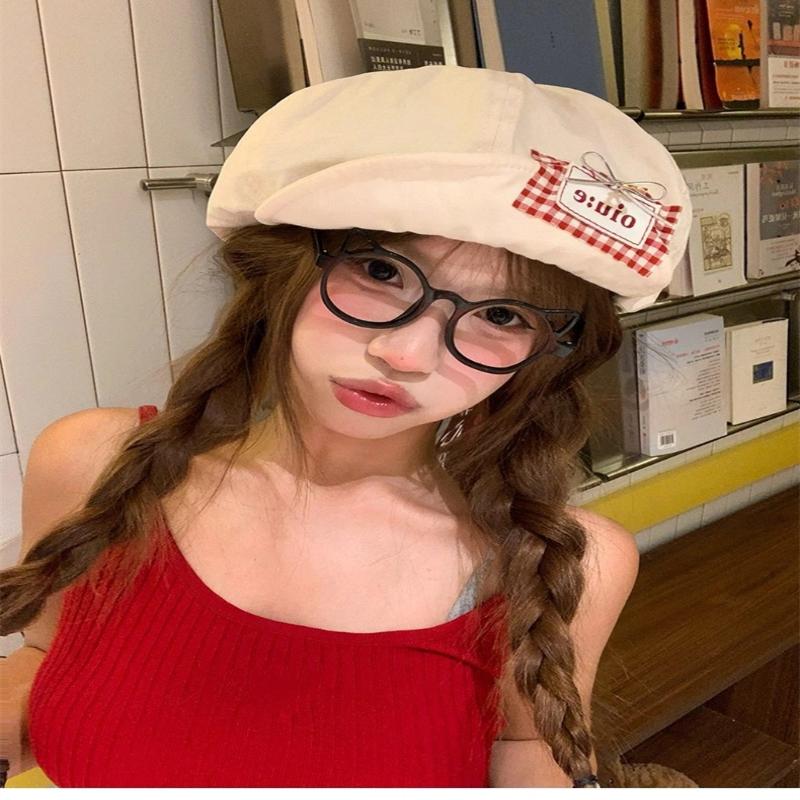 Retro Japanese Style Beret Hat Women'S Spring Summer  Large Head Size Cloud Painter Cap Breathable Baseball Cap