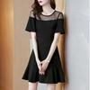 Black lace dress women's summer temperament small high-end sense splicing small black dress