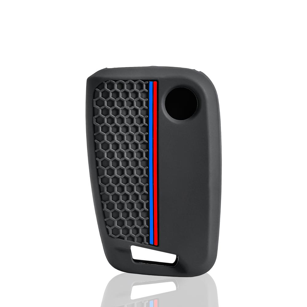 4 Buttons Silicone Key Fob Cover Fit for Volkswagen VW Atlas Tiguan Golf Alltrack SportWagen R Polo E-Golf Folding Flip Key Fob