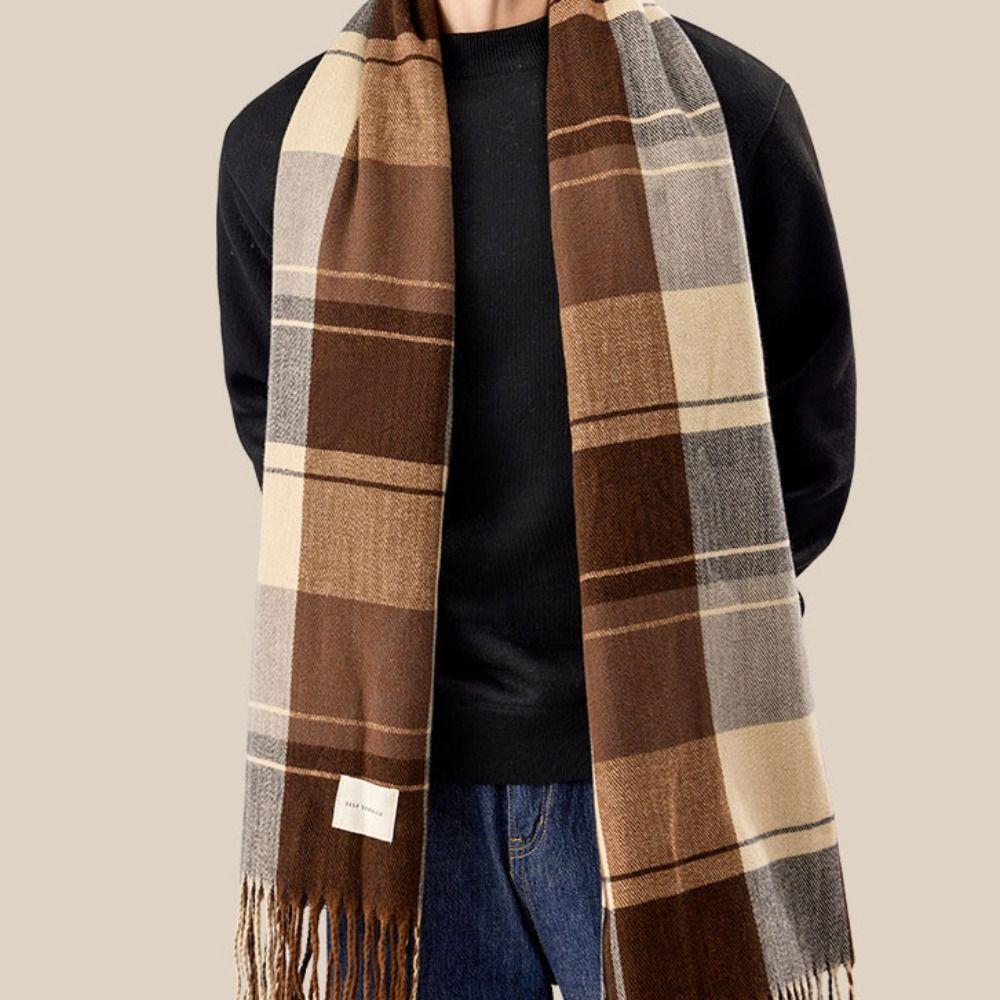 Retro Green Winter Cashmere Scarves Plush Cape Wraps Simple Long Shawl  Student