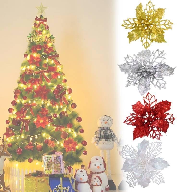 Festive Red And White Artificial Christmas Flowers For Diy Wreaths And Ornaments