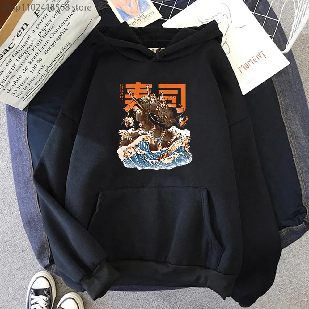 Great Sushi Dragon Hoodies Japanese Style Sweatshirt High Street Streetwear Women Clothing Men Pullover Y2k  Sudaderas