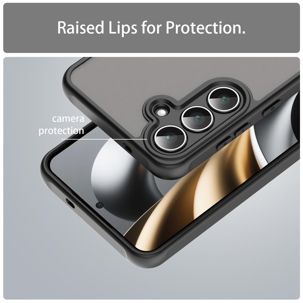 For Samsung Galaxy S25 FE Case Drop Proof Airbags Frosted Translucent PC + TPU Phone Back Cover