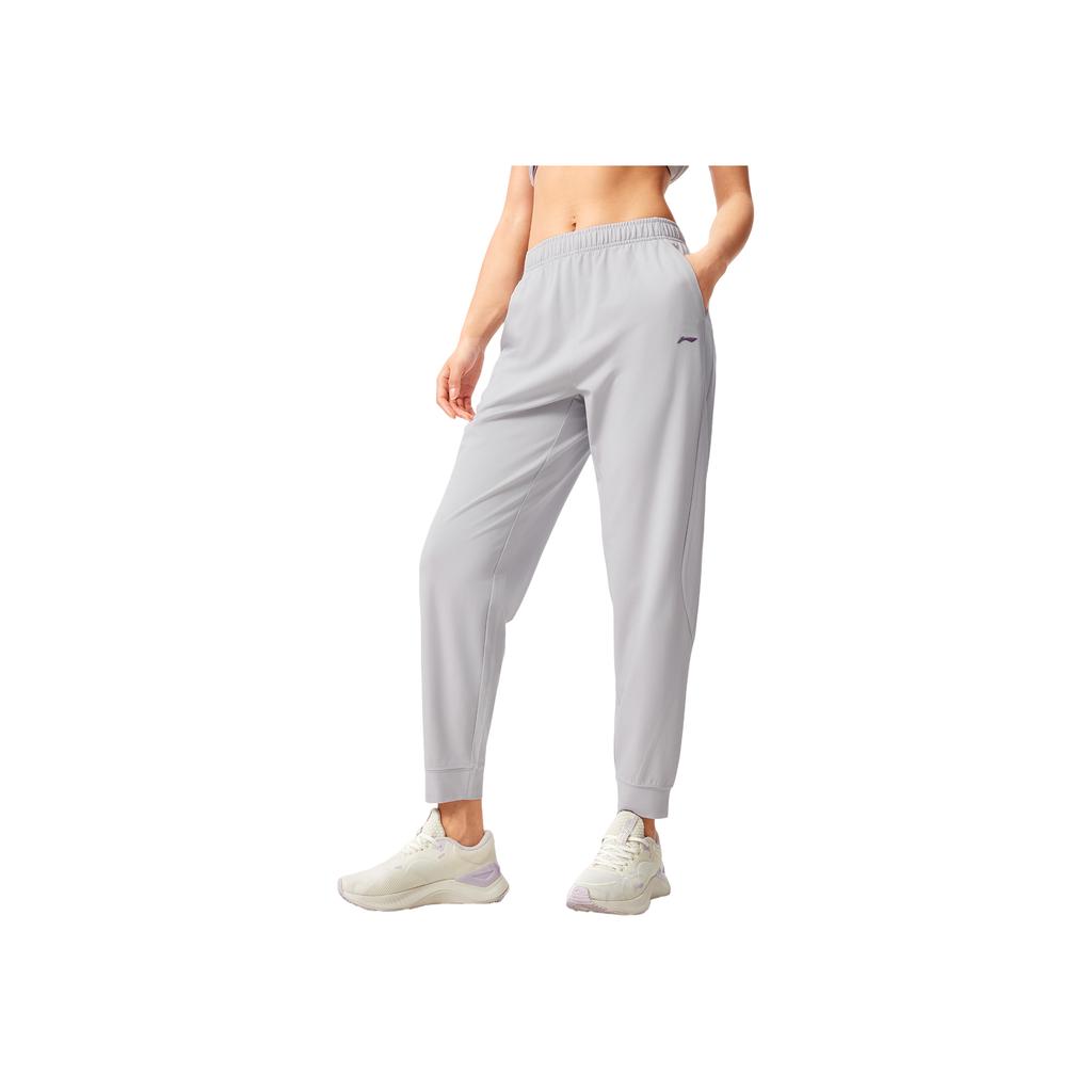 Li-Ning Comfortable Moisture-Wicking Knitted Sports Pants Women bottoms Static-Gray AKLV116-4