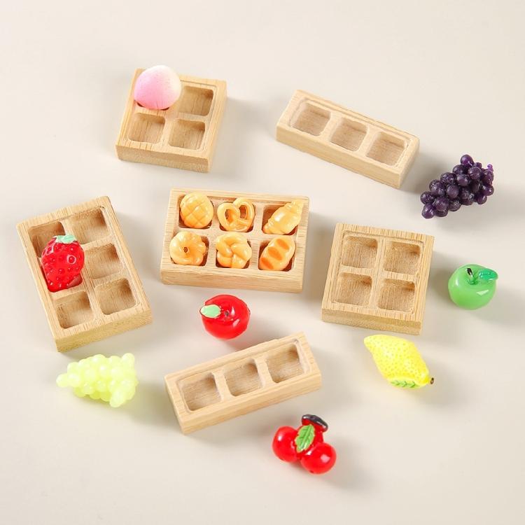 Simple Wood Grid Organizer For Dollhouses Accessories Interactive Pretend Play Toy