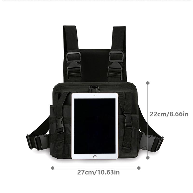Sac Chest Rig Design Réfléchissant Sac Gilet Tactique Résistant à l'Usure Multiples Poches Sac de Poitrine pour Étudiants Sac à Dos Streetwear Hip-Hop