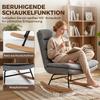 Rocking Chair, Linen Look, Lumbar Cushion, High Back, Wide Seat, Light Grey