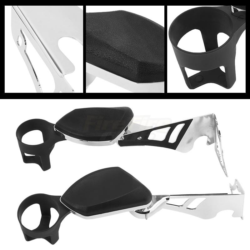 Motorcycle Accessories For Harley Touring Electra Street Road Glide Ultra 97-13 Adjustable Rear Passenger Armrests W/ Cup Holder