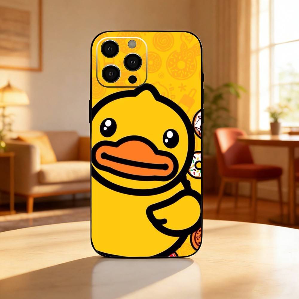 Cute B D-Duck Phone Case For iPhone17,16,15,14,13,12 Plus,Max Soft Silicone Black Cover