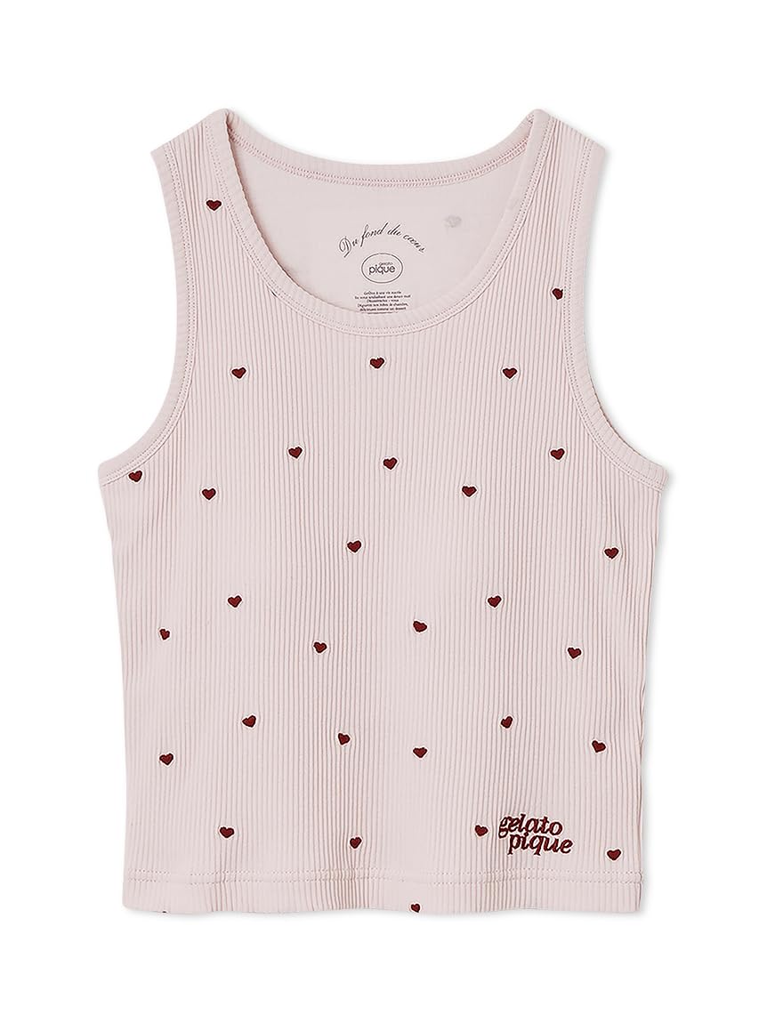 

Gelato Pique Heart Embroidered Rib Tank Top PWCT252230PNKF Cup-in розовый