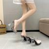 Voesnees Stripper Shoes 2024 New Summer Woman Sandals Elegant High Heels Clear Fine Mules Platform Outside Ladies Shoes