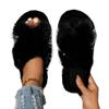 2024 New Winter High Quality Women's Shoes Fashionable Solid Color Open Toe Low Heel Home Suede Comfortable Women's Slippers