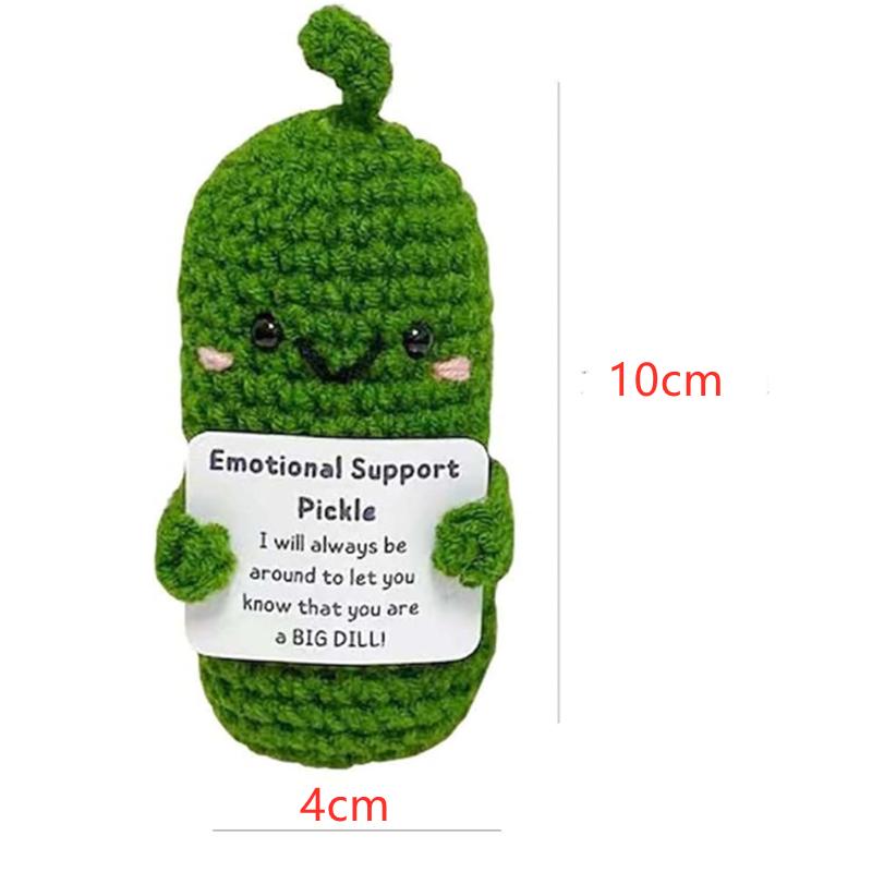 Giocattolo All'uncinetto 'Positive Pickle' – Cetriolo Portafortuna Con Biglietto Di Supporto Emotivo