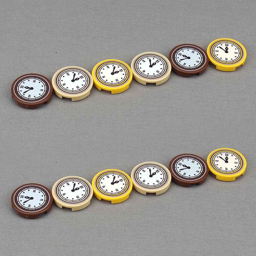 Wzór Tarczy Zegarowej Wskazówki Czasu 14769 Nadruk Klocki Budowlane 2X2 Okrągłe Akcesoria do Modelu Sceny Zabawka Małe Klocki