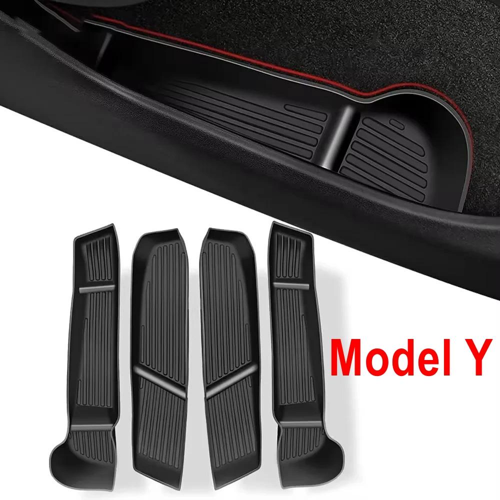 Door Side Storage Box For Tesla Model Y Juniper 2025 Model 3 Highland Organizer Central Console Tray Anti-dirty Mat Accessories