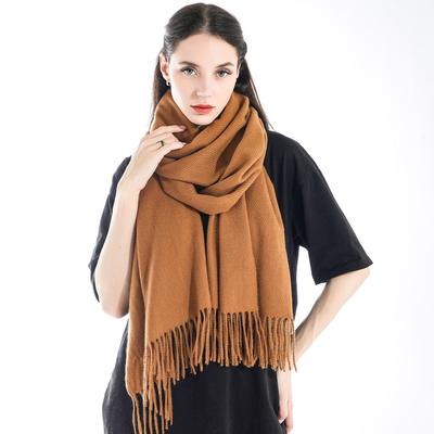 Damen Herbst und Winter Kaschmirähnlicher Schal Verdicken Warm Einfarbig Pashmina Mode Quaste Schal