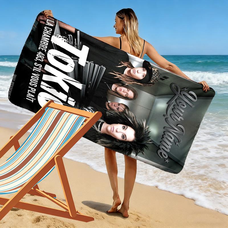 Name Custom TH Band Print Beach Towel, Large Soft Quick Dry Towel for Beach Camping Swimming