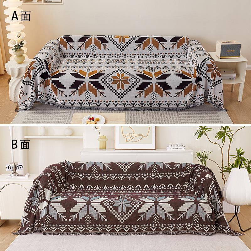 Double Sided Pattern Cartoon Sofa Cover Beds Blanekets Throw Blanket Picnic Mat With Tassel Sofa Bed Universal Decorative S006