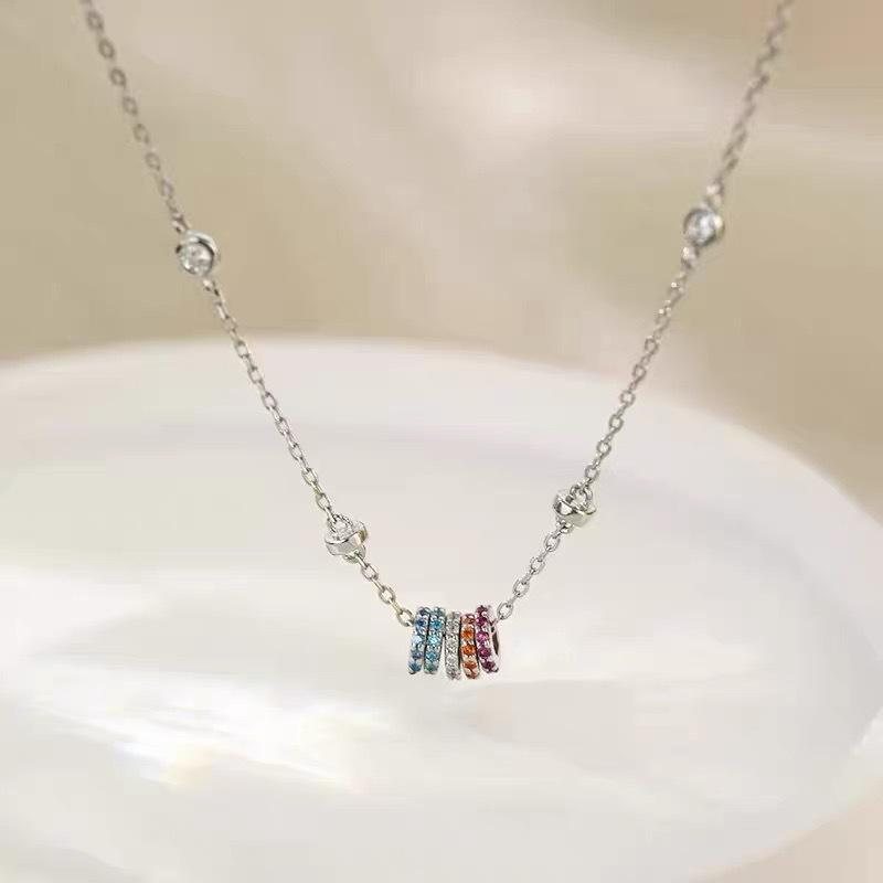 Zhongying Multi-Layer Colorful LuLu Tong Pendant Necklace – Sweet Spicy Girl Style Clavicle Chain for Women