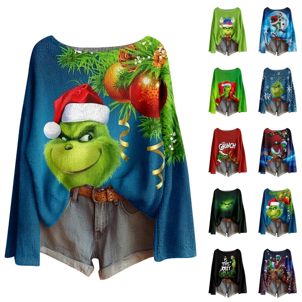 Women's Fashion Long Sleeve Christmas Snowman Snowflake Print Jacket Cardigan