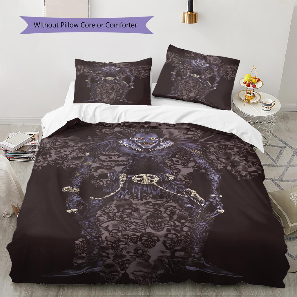 Juego de Ropa de Cama con Estampado de Dibujos Animados Colcha Funda de Colcha Funda de Almohada Decoración del Hogar Regalo de Cumpleaños (1 * funda nórdica + 2 * fundas de almohada, sin núcleo)