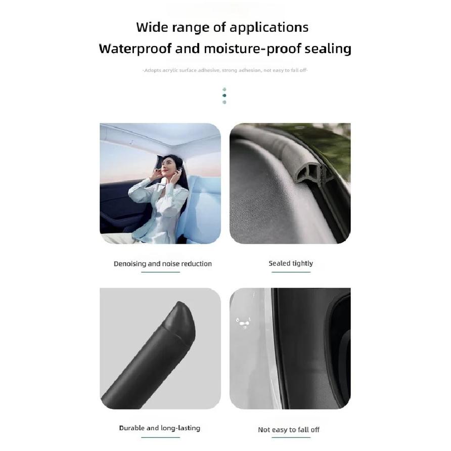 For Tesla Model Y Juniper Door Seal Strip Soundproof Rubber Weatherstrip for Model 3 Highland B-Pillar Sealing Noise Reduction