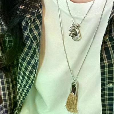 Unique Design 3 Colors Brush Tassel Pendant Necklaces For Women Casual Fashion Long Chain Neck Jewelry Gift