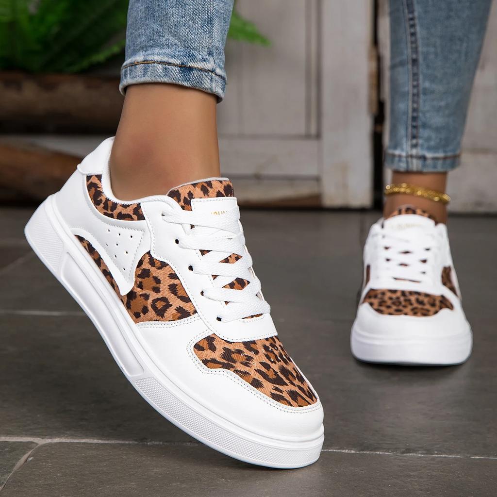 DJSUNNYMIX Women's Sneakers Leopard Print Casual Shoes  Outdoor Vulcanized Shoes  Running Shoe Platform Women Shoes