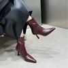 Pointed Boots Short Boots Women's 2025 Autumn and Winter New European and American Short Women's Boots Thin Heel High Heel Boots Design Sense Thin