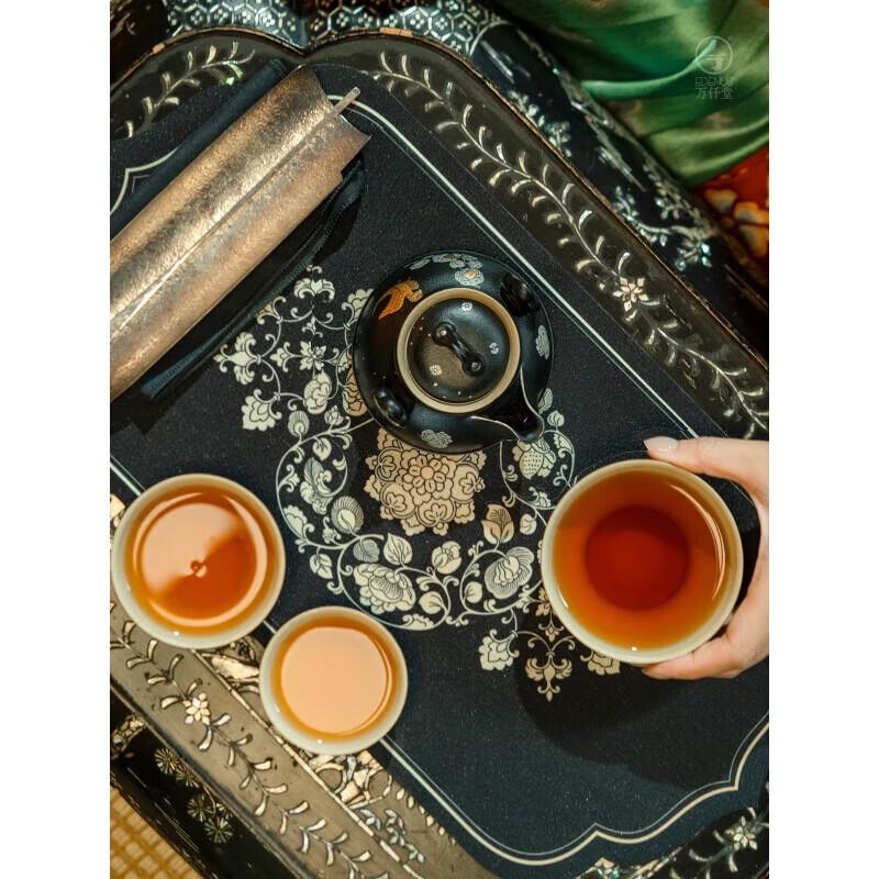 Edenus Lacquer Red Glaze Portable 1 Pot 3 Cup Tea Set