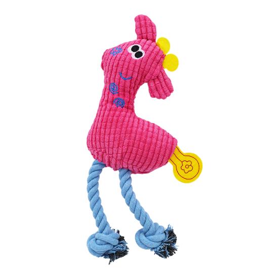 Plush Deer Dog Toy Squeaky Stuffed Animal Dog Chew Toy Interactive Rope Knot Tug-of-War Toy for Dogs Teeth Cleaning Boredom Relief