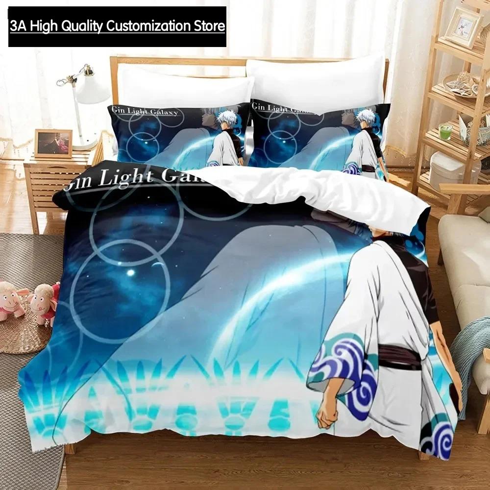 Gintama Bedding Set Duvet Cover Pillowcases For Adult Kids Single Double Full Queen King Boys Teens Sakata Gintoki Bed Linen