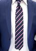 [Main Color] Business Necktie (7.5cm Width) Striped, for Interviews, Job Hunting, and Employment (Navy)